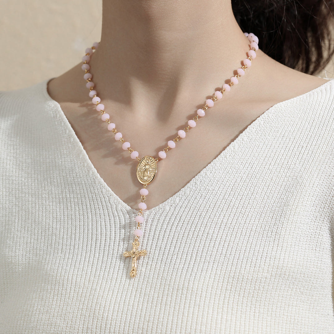 Christianartworkshop Virgin Mary Medal & Crucifix Pendant Necklace