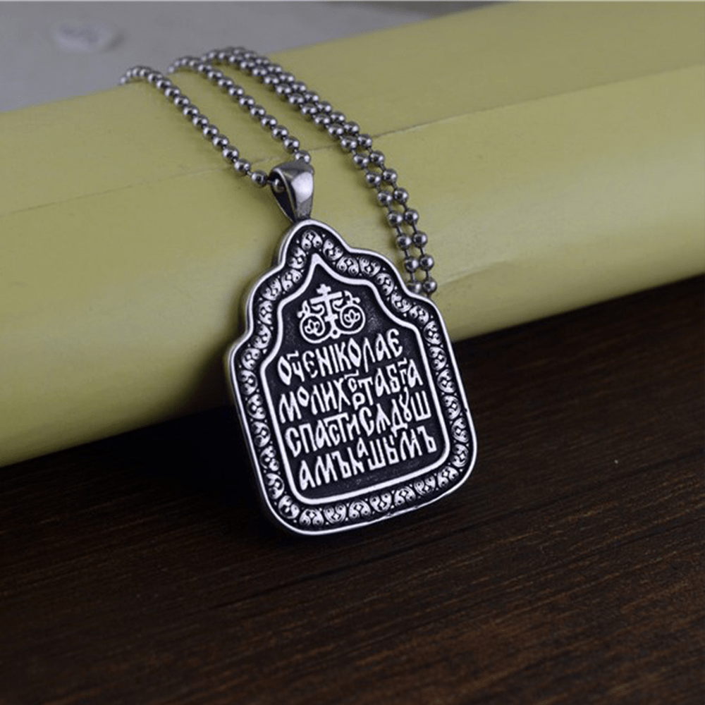 Christianartworkshop Father Blessing Charm Titanium Necklace