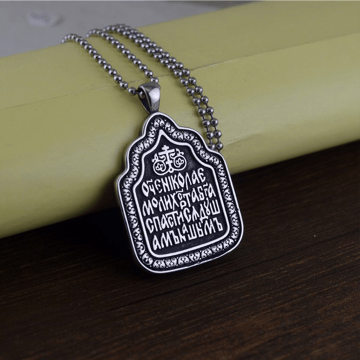 Christianartworkshop Father Blessing Charm Titanium Necklace