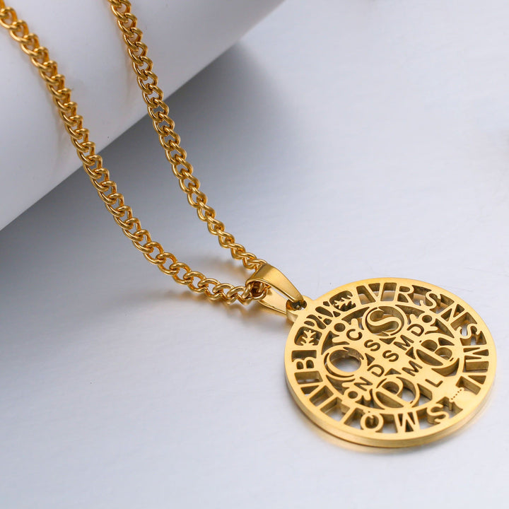 Christianartworkshop St. Benedict Symbol Openwork Pendant Necklace