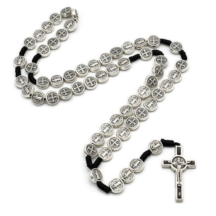 Christianartworkshop St. Benedict Alloy Hand-woven Rosary with Crucifix