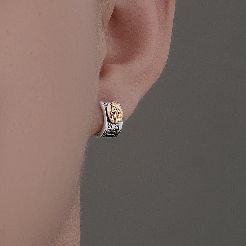 Christianartworkshop Virgin Mary Silver Earrings Religion Jewelry