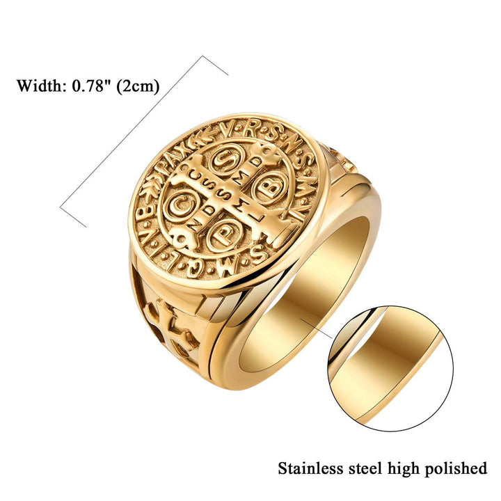 FREE Today: St. Benedict the Protector Titanium Ring - US 13 - Golden - image 4