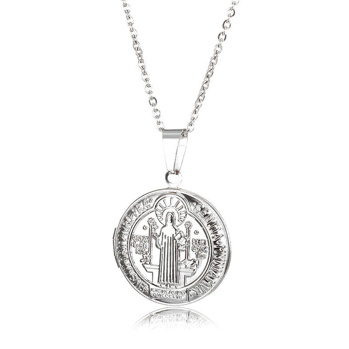 Free Today: Christ Classic St. Benedict Pendant Titanium Necklace - Silver - image 8