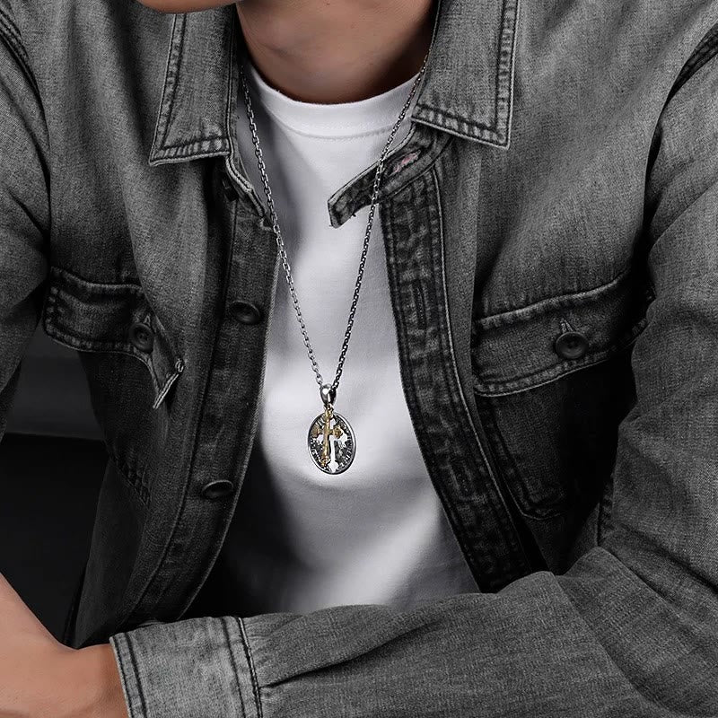 Christianartworkshop Vintage Double-sided Cross Coin Pendant Necklace - image 5