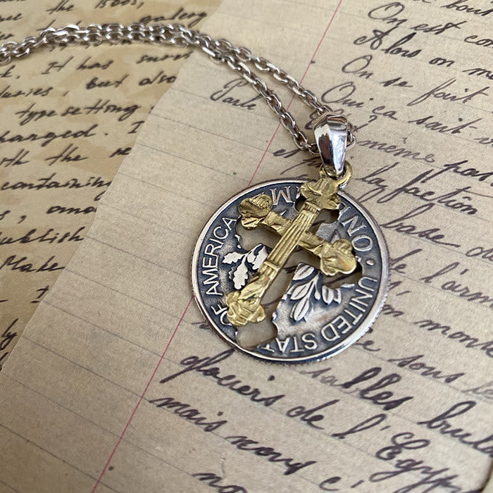 Christianartworkshop Vintage Double-sided Cross Coin Pendant Necklace - image 8