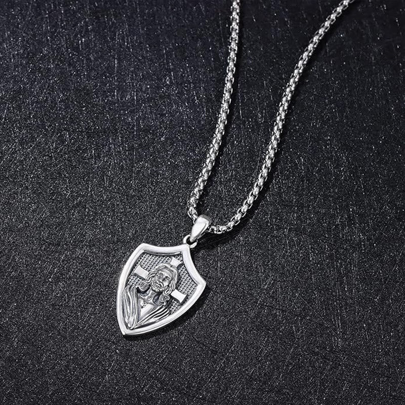 Christianartworkshop Vintage Shield Patron Saint Jesus Necklace - image 3