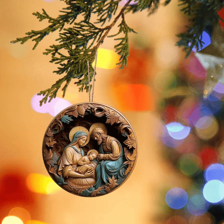Christianartworkshop Retro Nativity Christmas Hanging Ornaments B - Ceramics - image 1