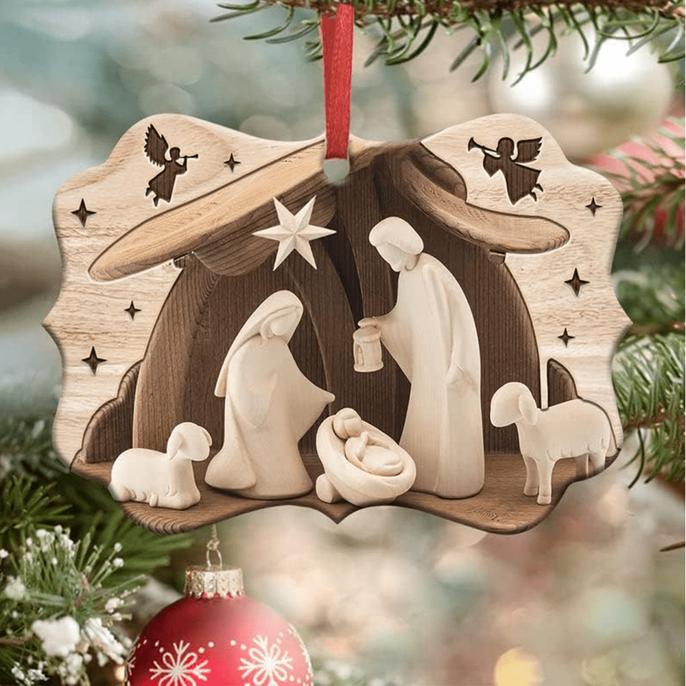 Christianartworkshop Acrylic Signs Nativity Christmas Hanging Ornaments A