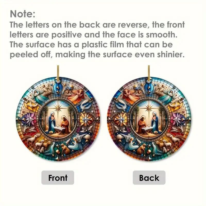 Christianartworkshop Stained Glass Styles Colorful Nativity Hanging Ornaments C - image 5