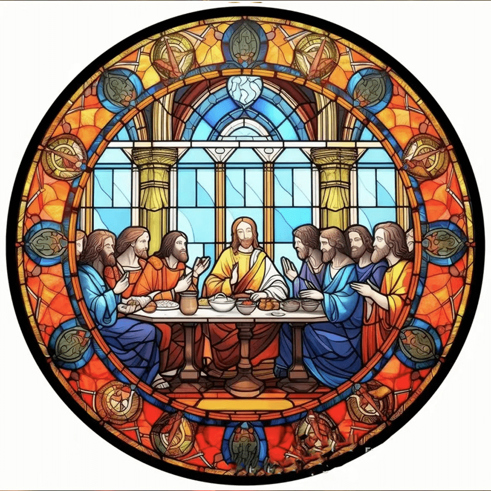 Christianartworkshop Stained Glass Style The Last Supper Hanging Ornaments A