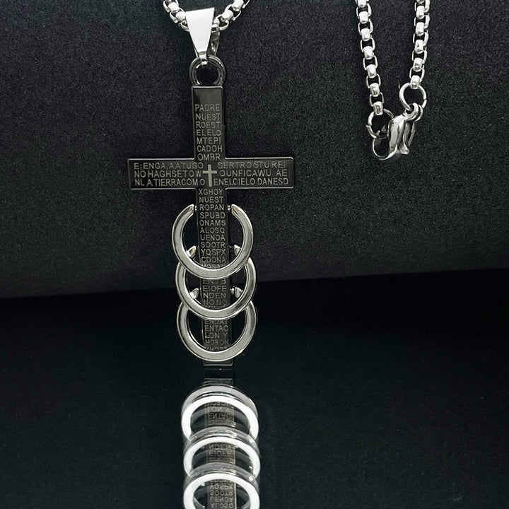 Christianartworkshop Minimalist Style Bible Verse Cross Pendant Titanium Necklace