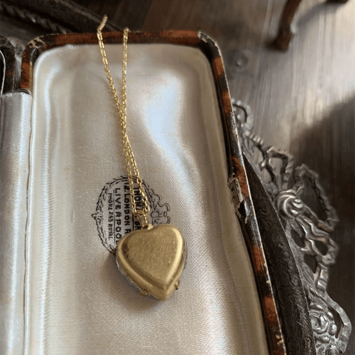 Christianartworkshop Intaglio Enamel Technique Vintage Style Iridescent Heart-Cross Glass Necklace