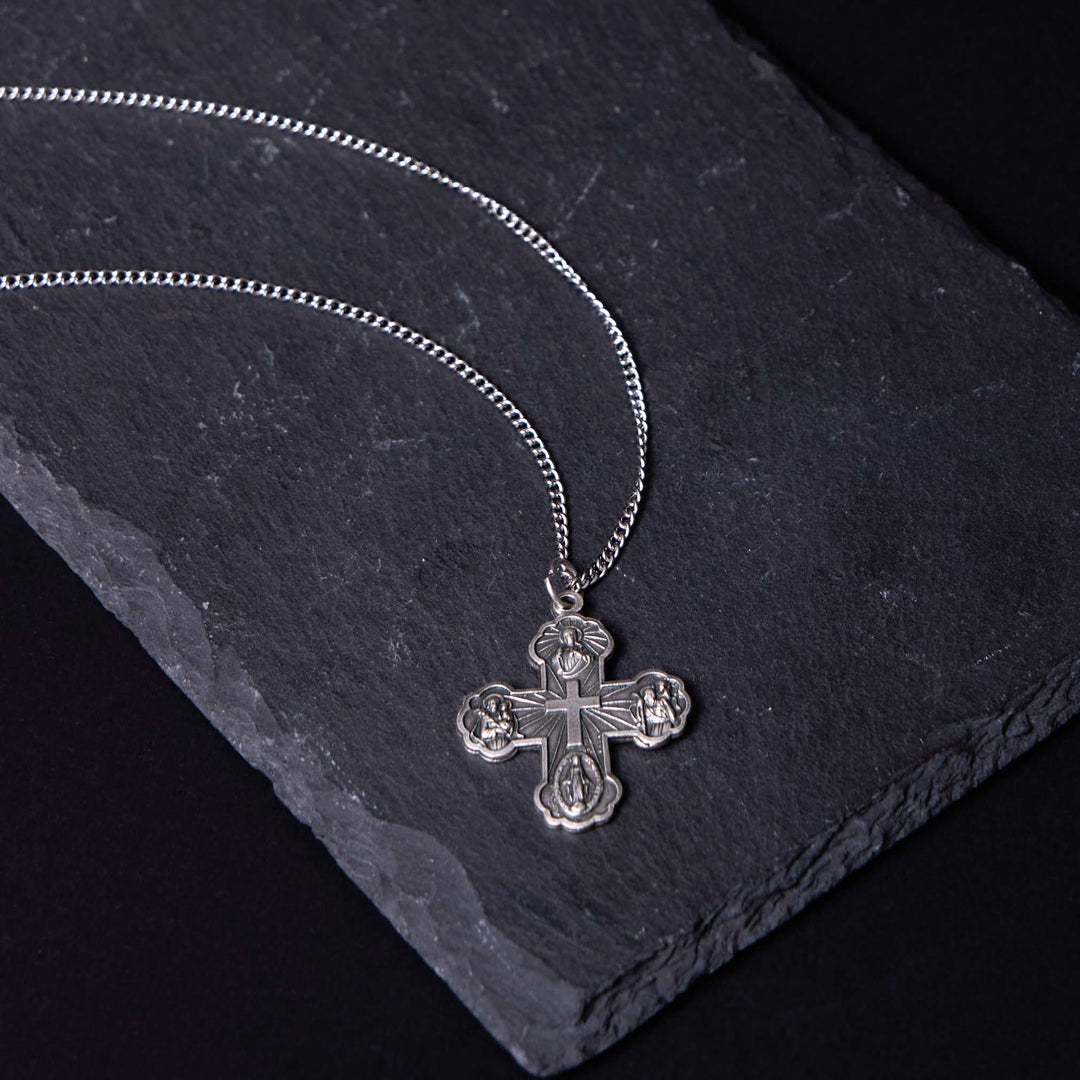 Christianartworkshop Classic Style Carmelite Five-in-One Four-Way Cross Pendant Alloy Necklace