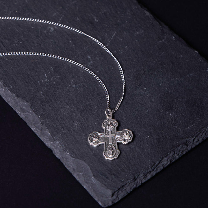 Christianartworkshop Classic Style Carmelite Five-in-One Four-Way Cross Pendant Alloy Necklace