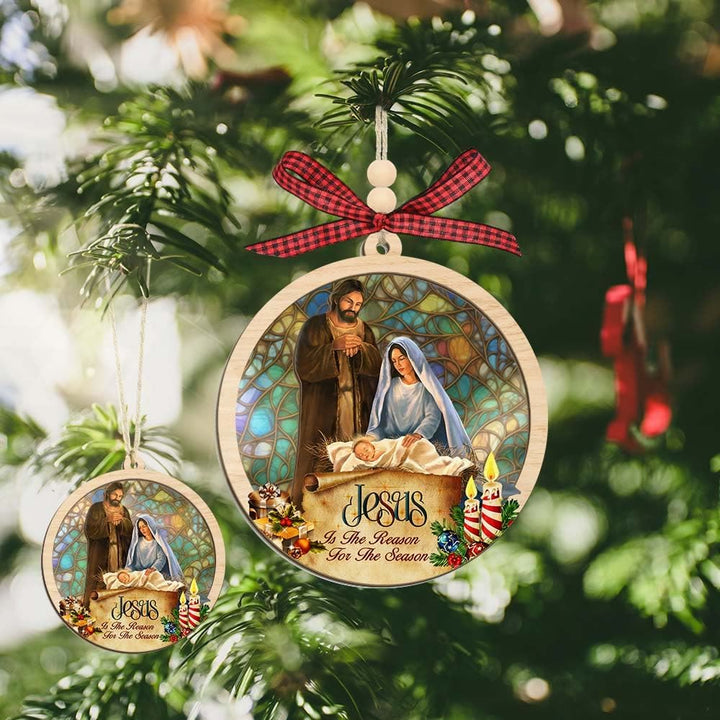 Christianartworkshop Rustic Colored Style Layered Wooden Pendant Christmas Nativity Ornaments