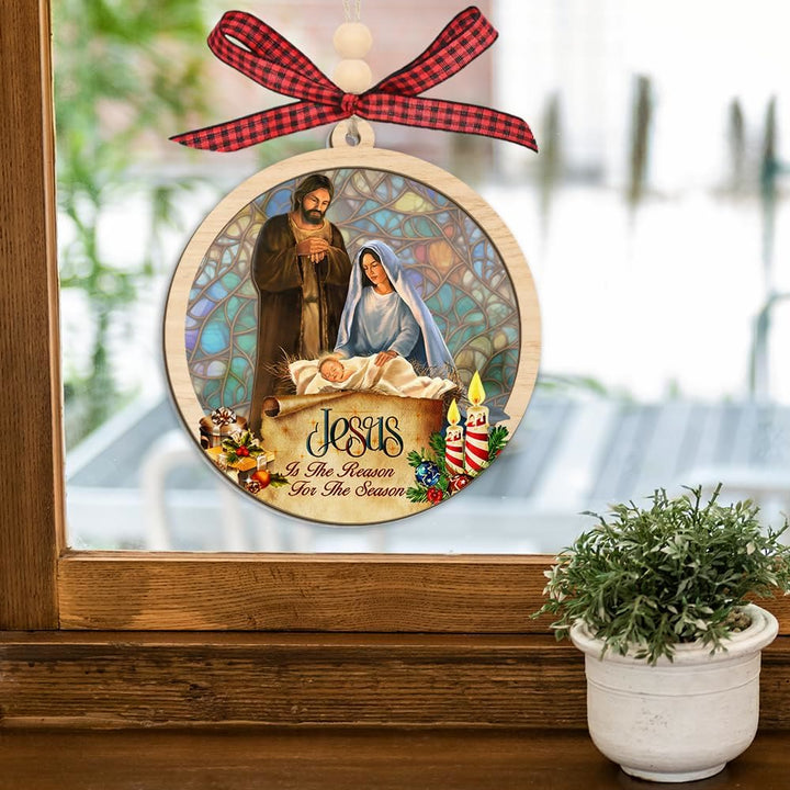 Christianartworkshop Rustic Colored Style Layered Wooden Pendant Christmas Nativity Ornaments