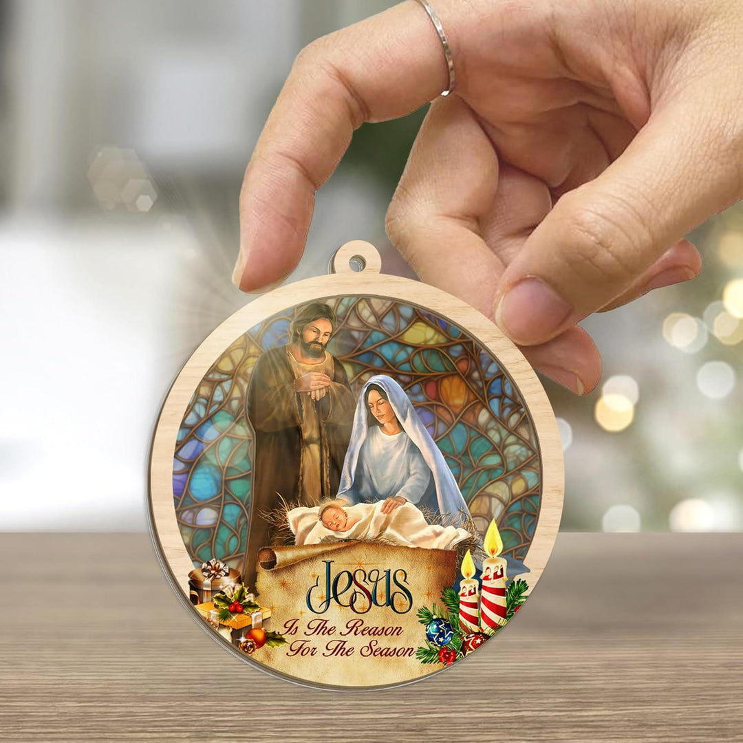 Christianartworkshop Rustic Colored Style Layered Wooden Pendant Christmas Nativity Ornaments