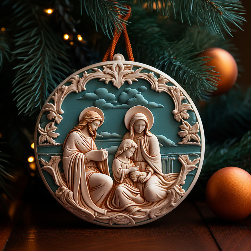 Christianartworkshop Retro Style Nativity Christmas Hanging Ornaments C