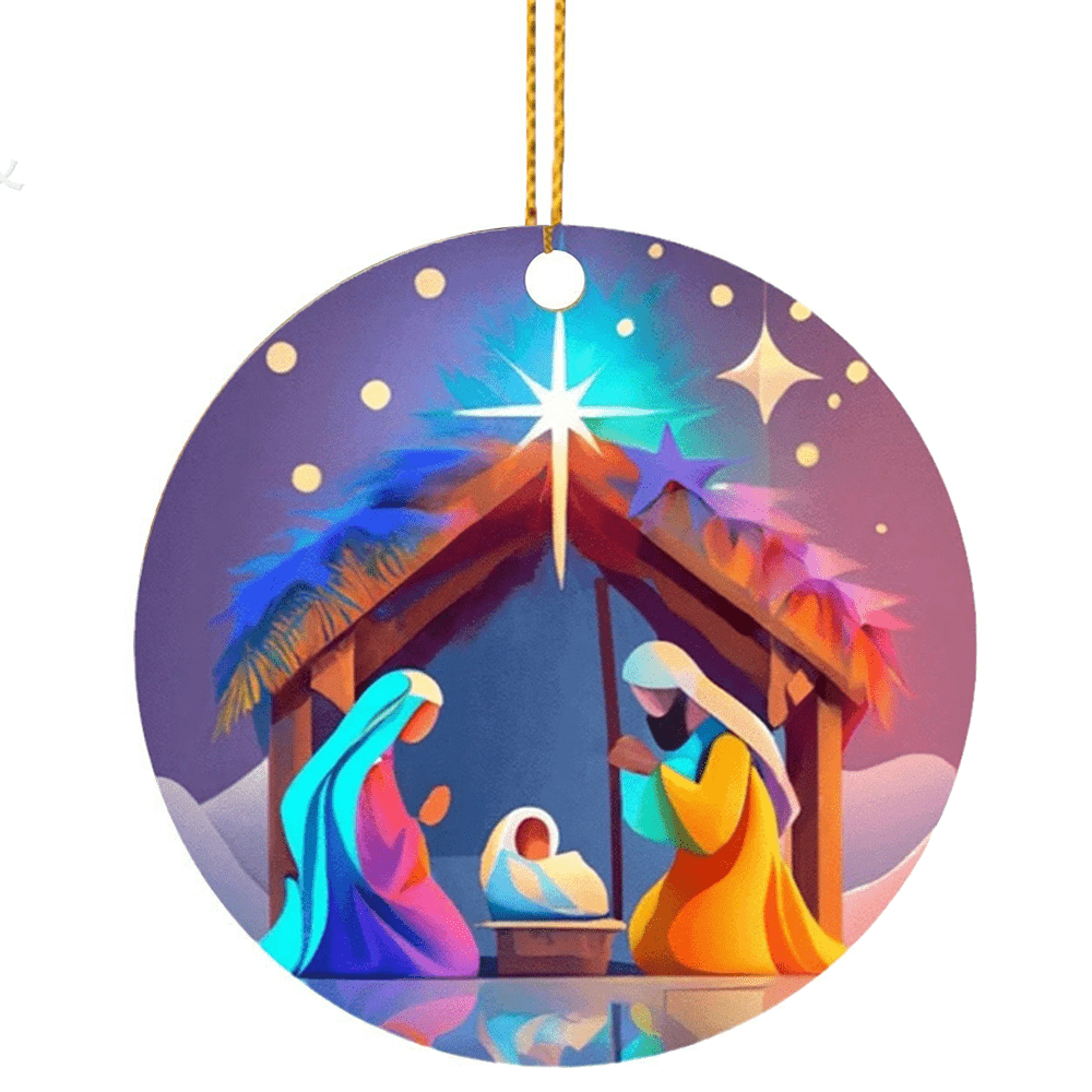 Christianartworkshop Abstract Cartoon Style Nativity Blessing Christmas Hanging Ornaments C - image 5