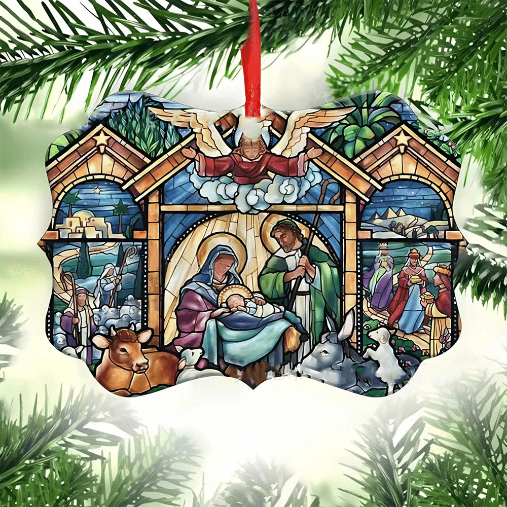 Christianartworkshop Acrylic Signs Nativity Christmas Hanging Ornaments D