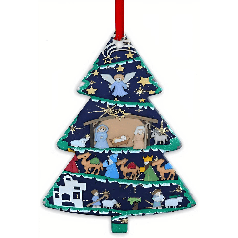 Christianartworkshop Acrylic Signs Nativity Christmas Hanging Ornaments F