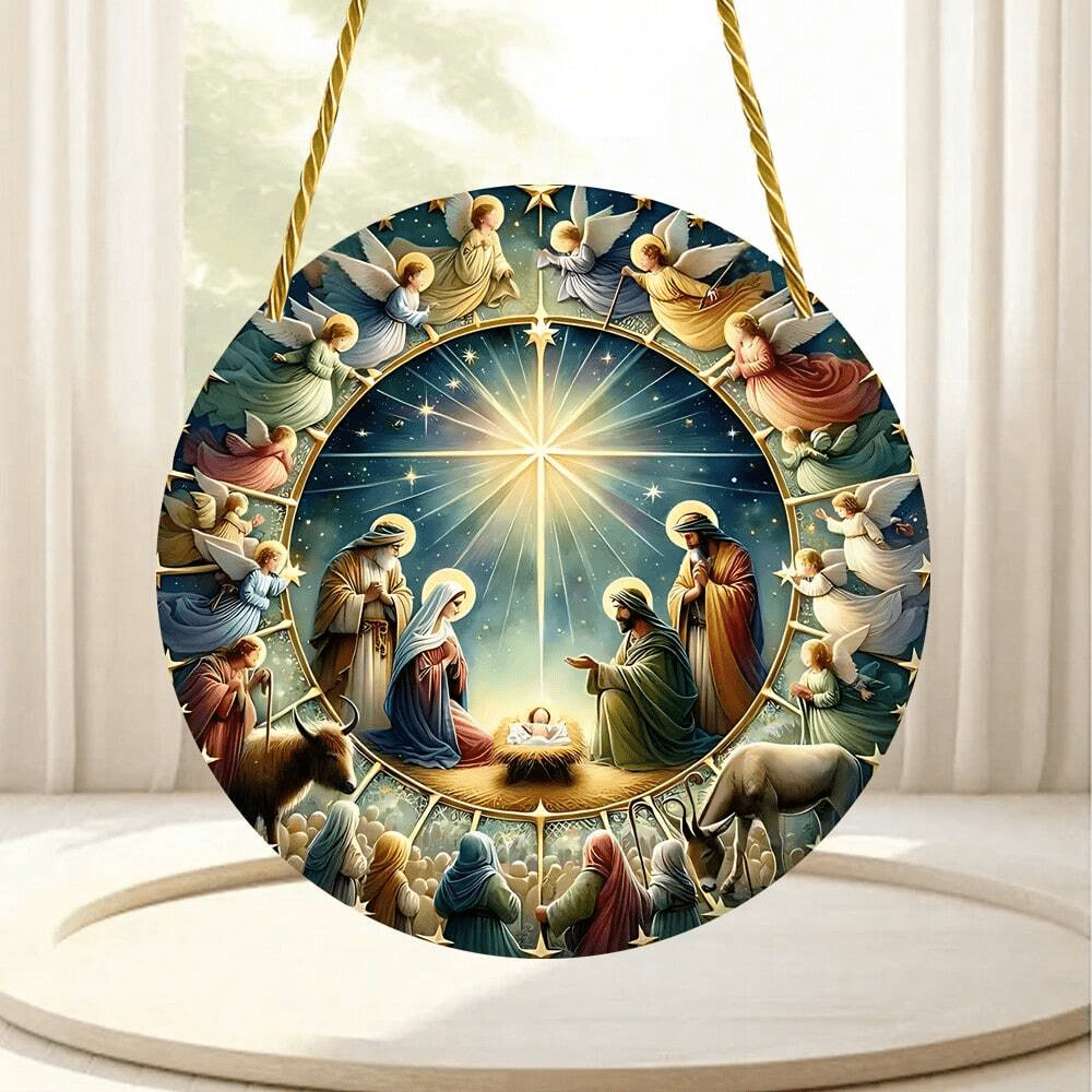 Christianartworkshop Styles Angels Nativity Scene Colorful Hanging Ornaments A