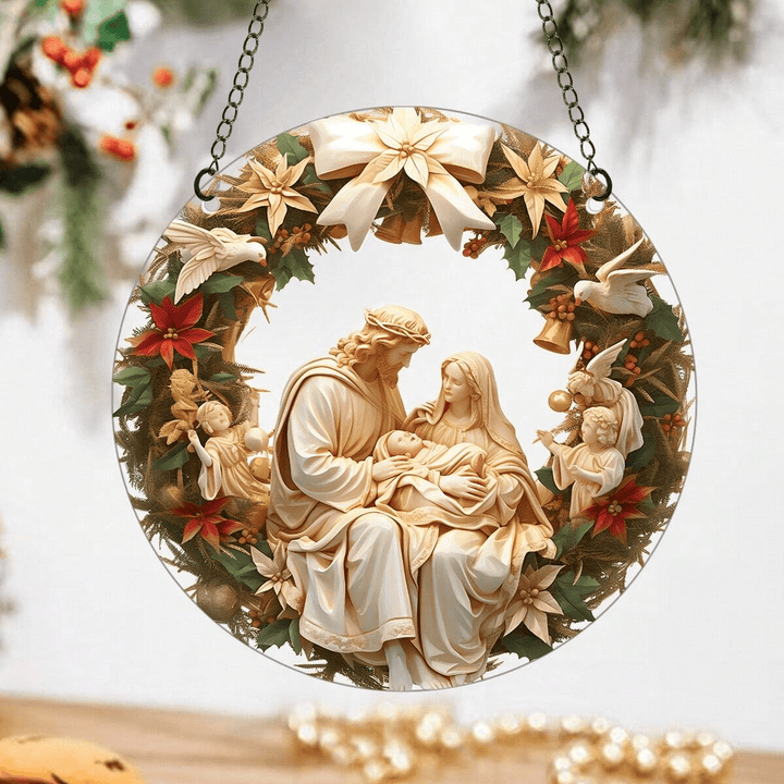Christianartworkshop Sculptural Realism Style Holy Family Christmas Parasite Hanging Ornaments