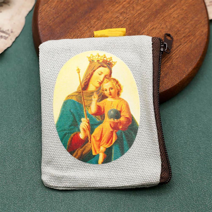 Christianartworkshop Retro Classic Style Jesus & Our Lady Colorful Holy Saint Icon Jewelry Pouches Storage Bag