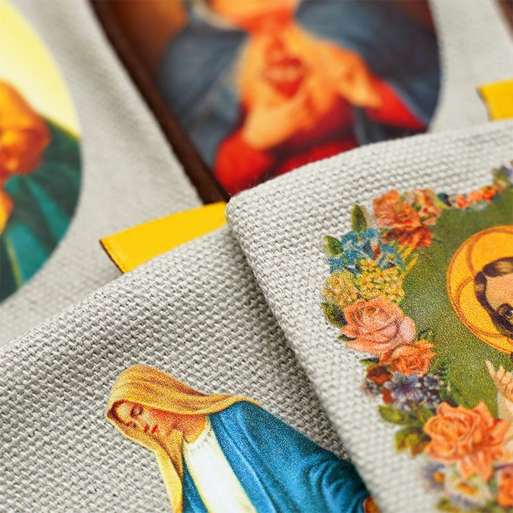 Christianartworkshop Retro Classic Style Jesus & Our Lady Colorful Holy Saint Icon Jewelry Pouches Storage Bag