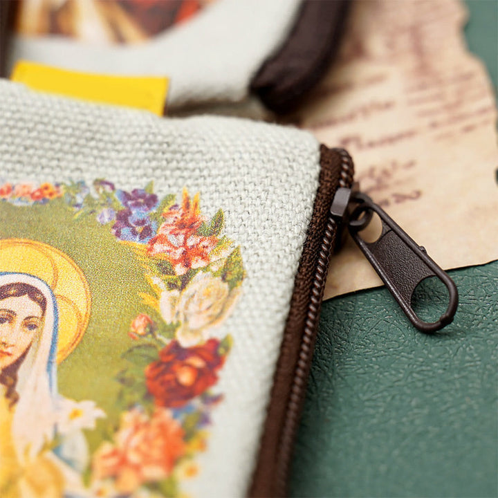Christianartworkshop Retro Classic Style Jesus & Our Lady Colorful Holy Saint Icon Jewelry Pouches Storage Bag