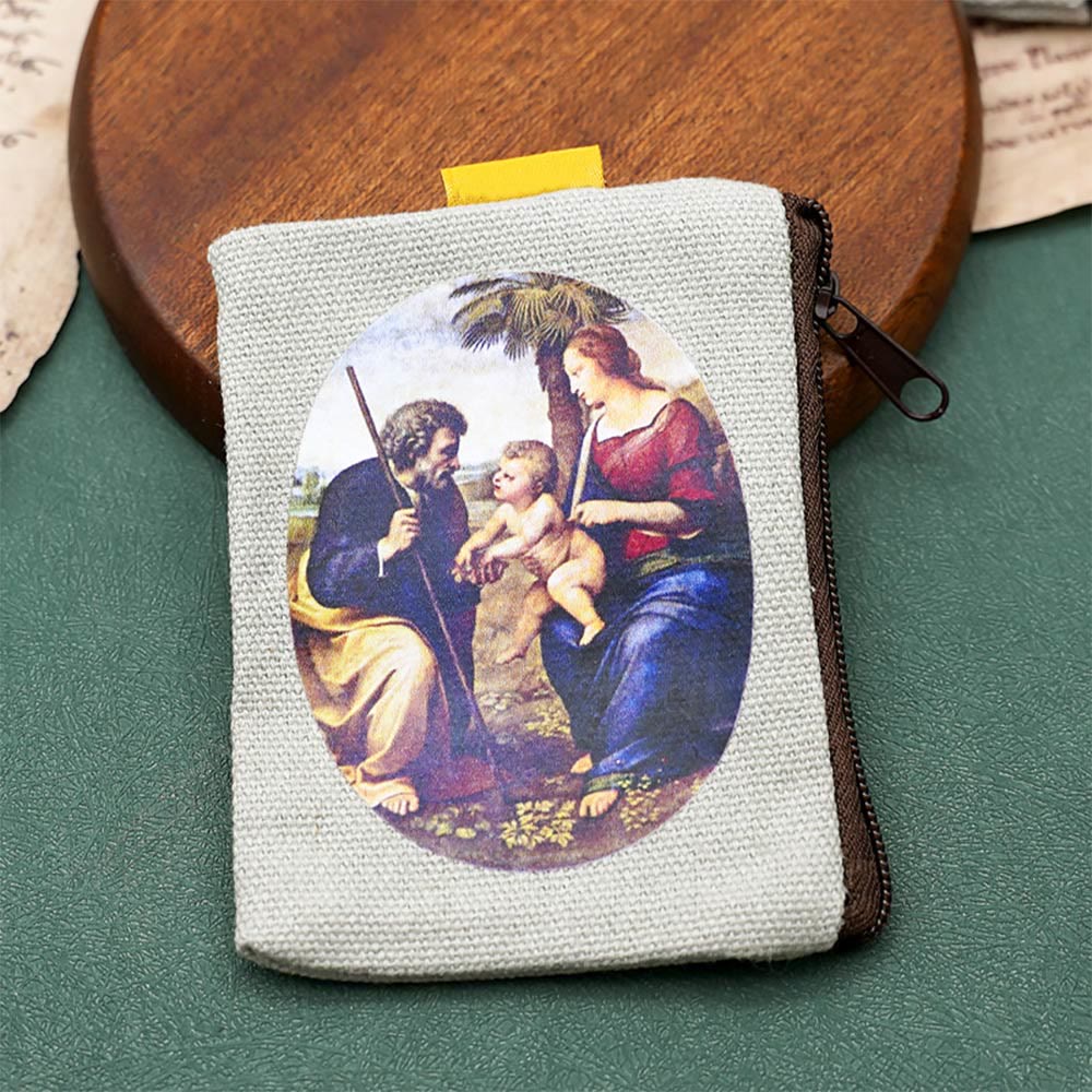 Christianartworkshop Retro Classic Style Jesus & Our Lady Colorful Holy Saint Icon Jewelry Pouches Storage Bag