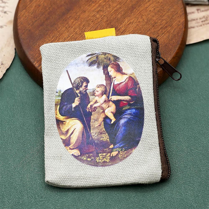 Christianartworkshop Retro Classic Style Jesus & Our Lady Colorful Holy Saint Icon Jewelry Pouches Storage Bag