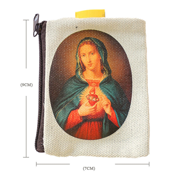 Christianartworkshop Retro Classic Style Jesus & Our Lady Colorful Holy Saint Icon Jewelry Pouches Storage Bag