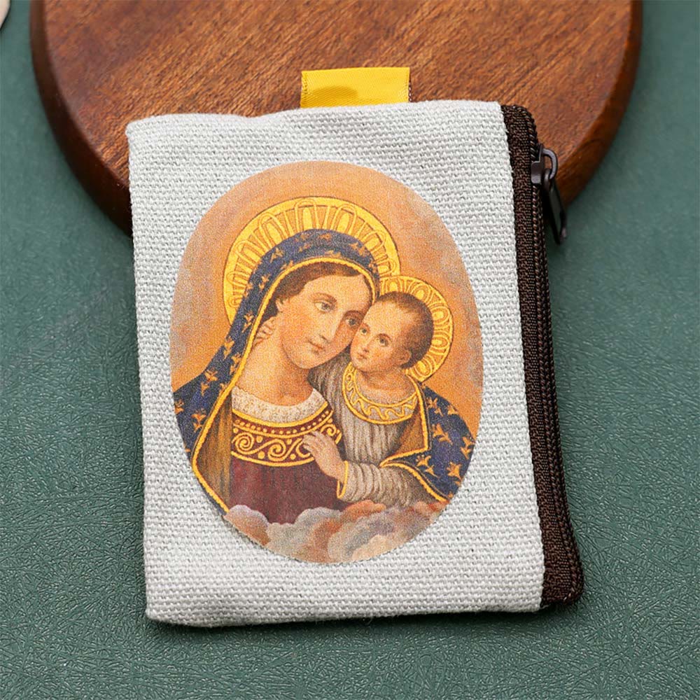 Christianartworkshop Retro Classic Style Jesus & Our Lady Colorful Holy Saint Icon Jewelry Pouches Storage Bag