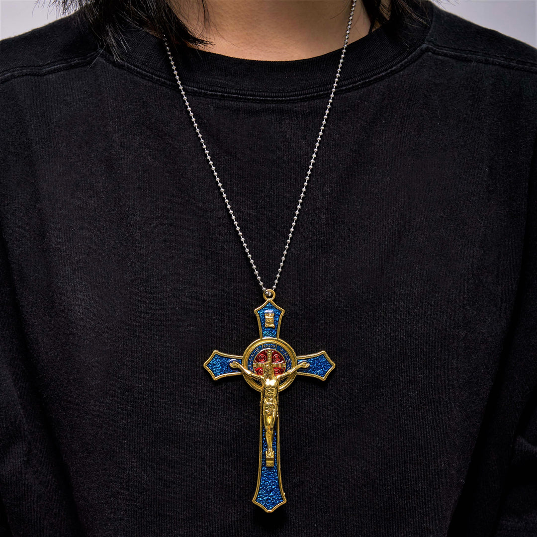 Christianartworkshop Classic Style Red/Blue Crafted Crucifix Big Size Pendant Necklace(5 color) - image 7