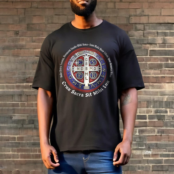 Christianartworkshop Classic Style Saint Benedict Medal Short Sleeve T-shirt - image 4