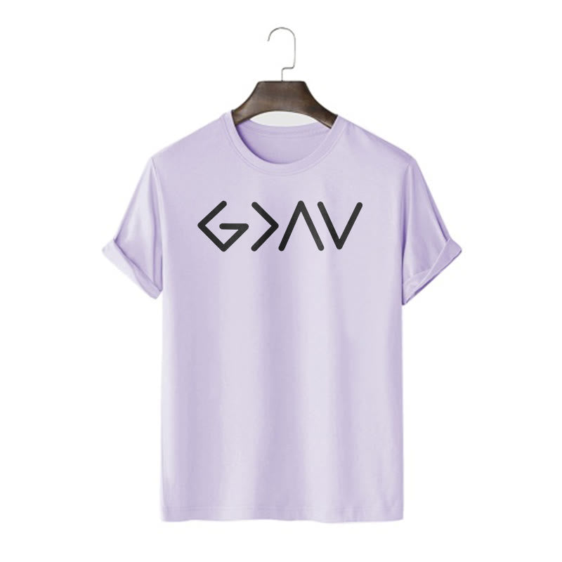Christianartworkshop Minimalist Style Faith-Inspired God Is Greater Short Sleeve T-shirt - Purple - 2XL - image 16