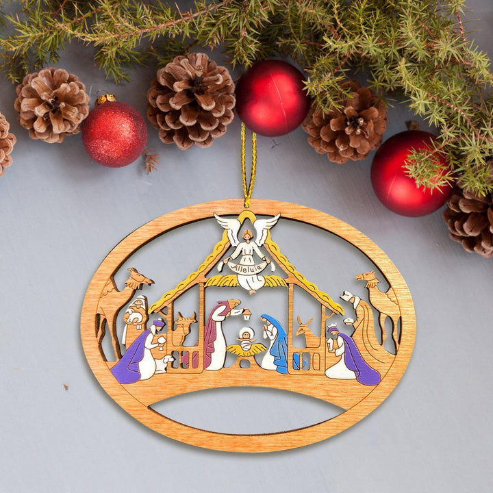 Christianartworkshop Colored Style Nativity Scene The Holy Family Christmas Nativity Hanging Ornaments