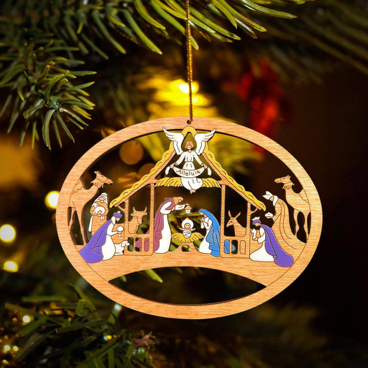 Christianartworkshop Colored Style Nativity Scene The Holy Family Christmas Nativity Hanging Ornaments