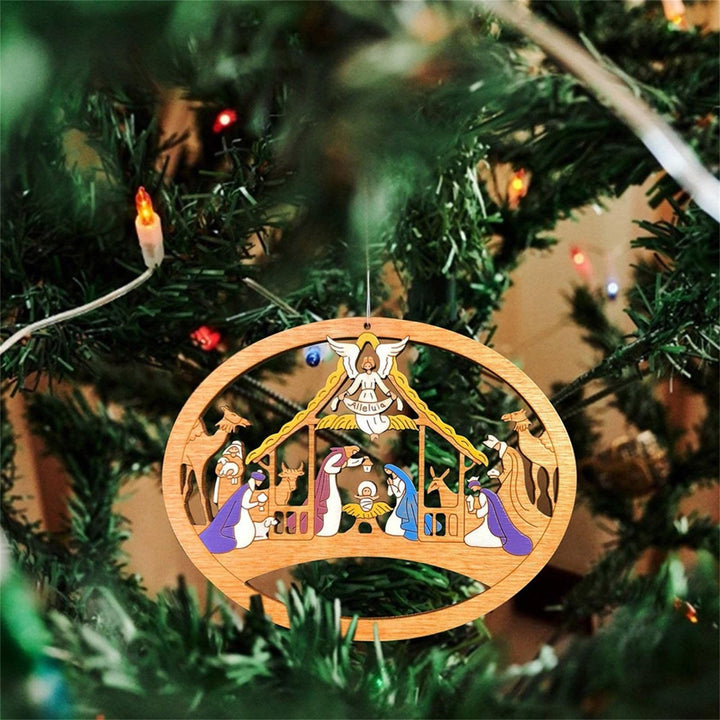 Christianartworkshop Colored Style Nativity Scene The Holy Family Christmas Nativity Hanging Ornaments