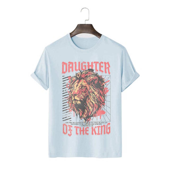 Christianartworkshop Modern Style Daughter Of The King Lion Head Short Sleeve T-shirt - Blue - 2XL - image 10