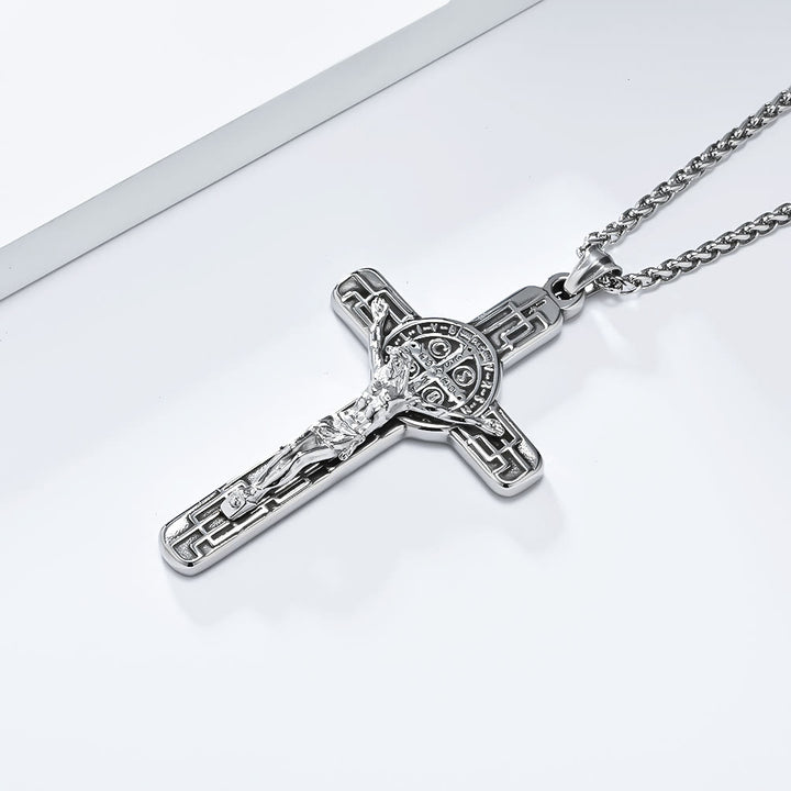 FREE Today: Classic Retro Style Crucifix St. Benedict Medal Protection Pendant Necklace