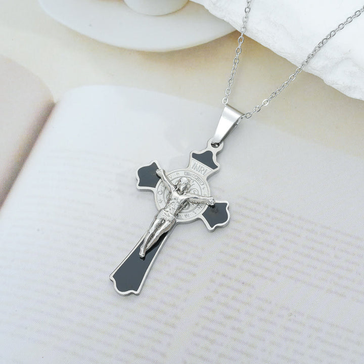 Christianartworkshop Modern Classic Style Multicolor Crucifix St. Benedict Medal Protection Pendant Necklace(8 colors)