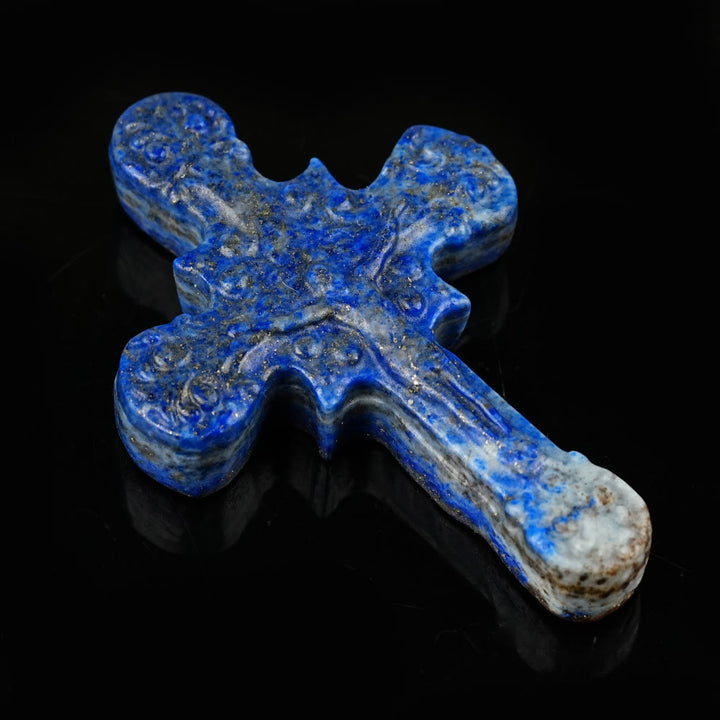 Christianartworkshop Natural Stone Tiger Eye Labradorite Obsidian Lapis Lazuli Scrollwork Crucifix Adornments - image 3