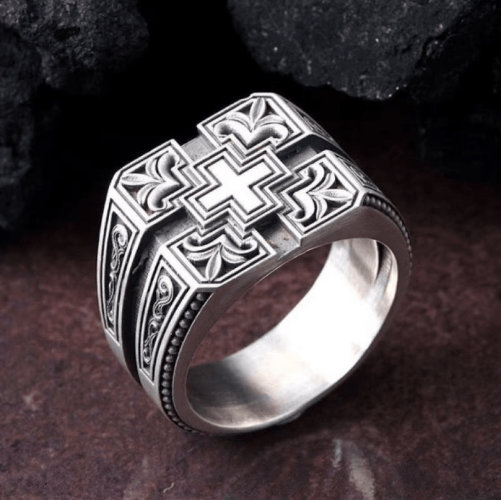 Christianartworkshop Bold & Detailed Style Intricate Gothic Cross Ring Religious Jewelry
