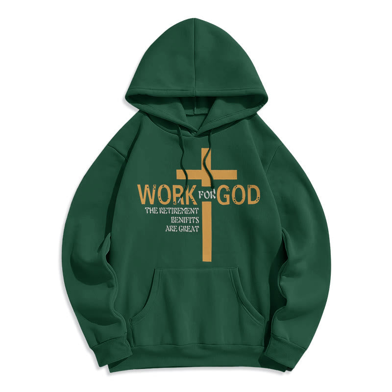 Christianartworkshop Classic Style Cross Work For God Fleece Lined Polyester Hoodie - Green - 2XL - image 20