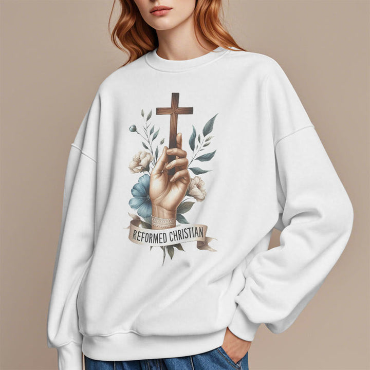 Christianartworkshop Classic Colored Style Reformed Christian Faith Fleece Lined Polyester Sweatshirt