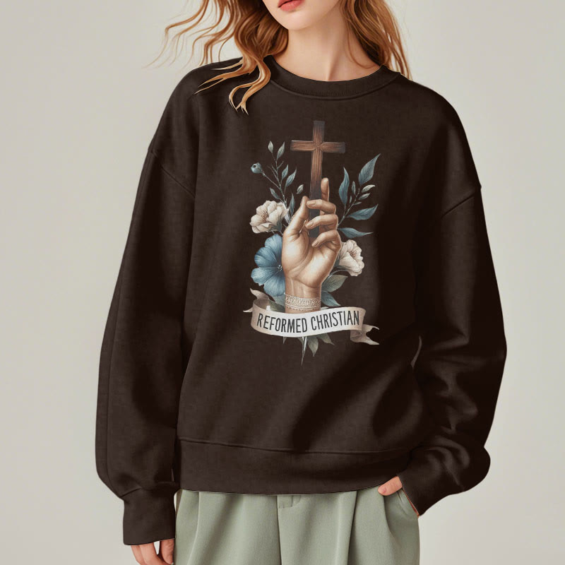 Christianartworkshop Classic Colored Style Reformed Christian Faith Fleece Lined Polyester Sweatshirt