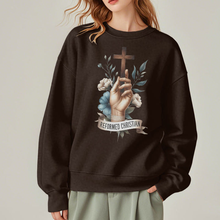 Christianartworkshop Classic Colored Style Reformed Christian Faith Fleece Lined Polyester Sweatshirt